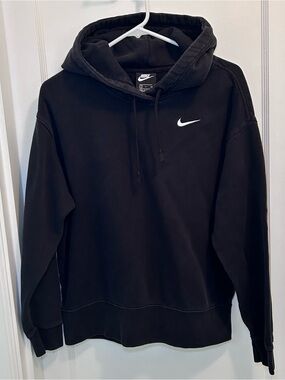 Nike Black Logo Fleece Pullover Hoodie Sweatshirt Drawstring Men’s S 2006